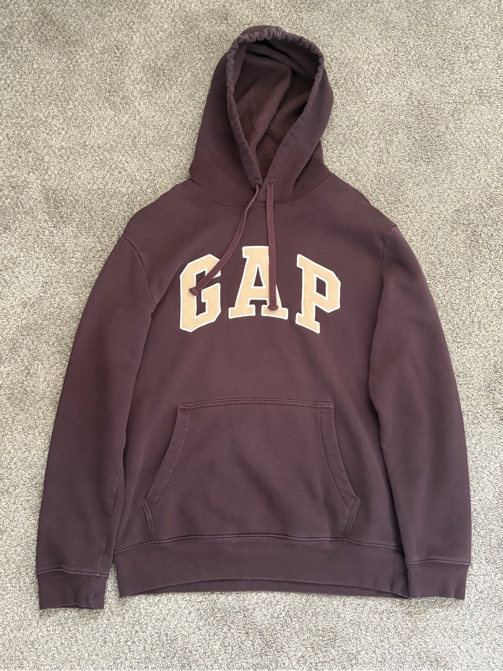 GAP Men's Brown Hoodie with Cream Logo